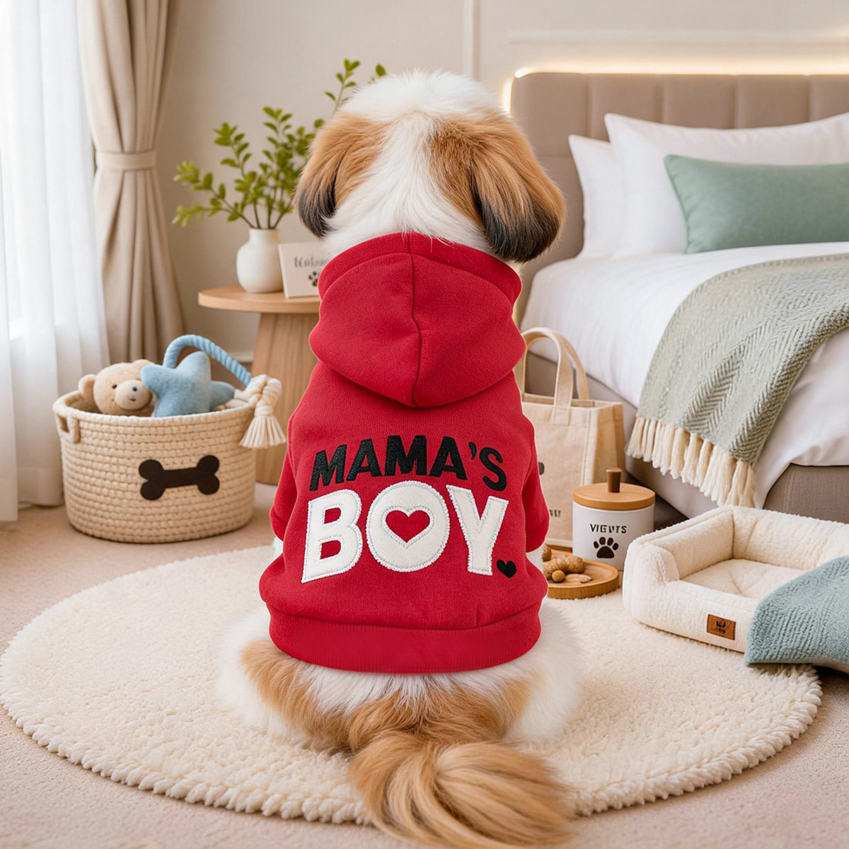 펫써클 MAMA 후드티 레드 - 레드 컬러 후드 반려동물 의류 제품 이미지